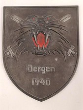 Kriegsmarine, Wandplakette "Tigerverband Bartels Bergen 1940"  Zinkguss, Origina