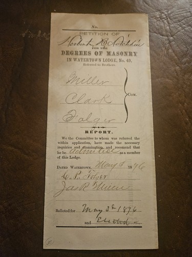 1876 masonic petition - 1876,