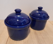 2 Keramik Dosen mit Deckel - blau - Höhe: ca. 15cm