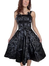 Black satin rockabilly dress - rockabilly,