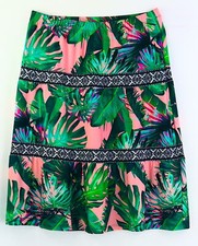 Rock mit Gummizug Gr. 38 Grün bedruckt Damenrock Sommer-Skirt RPW