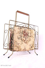 RETRO 50er Zeitungsständer Stoffbezug mit Stickereien Medienregal Beistelltisch