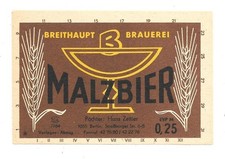 Bieretikett Breithaupt Brauerei Berlin DDR (M / Pächter Hans Zettier)