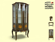 WMK I Hochwertige italienische Stilmöbel Vitrine im antiken Stil mit ovalen Gläs