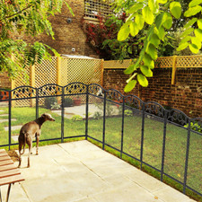 Hundeauslauf XXL Freigehege Welpenauslauf Metall Schwarz Laufgitter Welpenzaun 