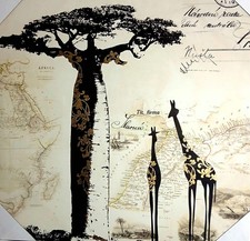 Aus Auflösung: Schönes großes Wandbild Leinwand Keilrahmen GIRAFFEN Afrika 60x60