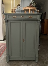 Vertiko Schrank Kommode Antik Vintage grau Lack Matt