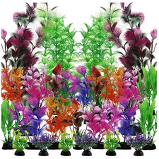 25 Stück Aquarium Pflanzen Deko, künstliche aquariumpflanzen, bunt plastikpfl...