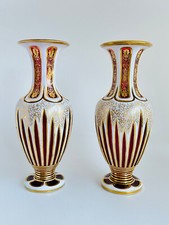 Paar Vasen Josephinenhütte Rubinrot cut to ruby Glass Glas Vase 26cm