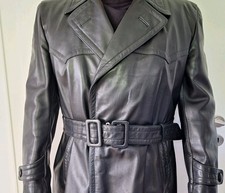Vintage BWS Ledermantel -Schwarz-Militär - Polizei / Offiziersmantel Top Zustand