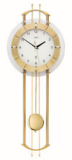 AMS 5257 Wanduhr Funk Funkwanduhr mit Pendel golden Pendeluhr