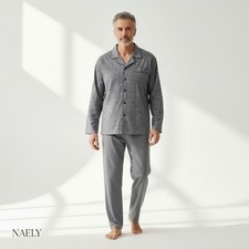 Herren Pyjama Lang Baumwolle