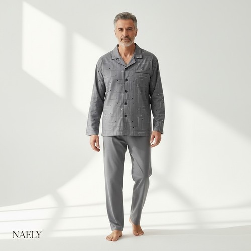 Herren pyjama lang baumwolle - lang,