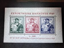 Amerik.u.Brit.Zone, Exportmesse Hannover, Block 1+Einzelmarken, postfrisch