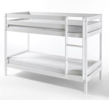 Etagenbett Hochbett Kinderbett Alice 90 x 200cm Kiefer massiv Weiß Lackiert.