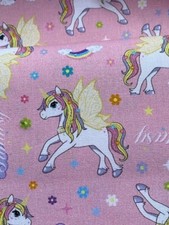 Einhorn Baumwollstoff Perkal Meterware Digitaldruck rosa Reststück 2.08mx1.40m