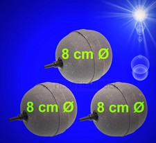 Aquarium Teich Belüftung ❤️ 3 X KUGEL AUSSTRÖMERSTEIN 8 cm Ø❤️ Luft Deko Zubehör