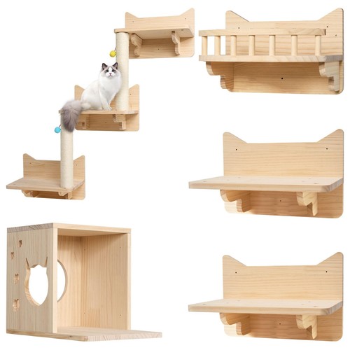 Katzen kletterwand set holz - katzen,