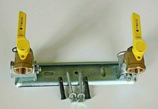 Gaszählerplatte  DN25  1"  mit  Eckkugelhähne  Zweirohrgaszähler  verzinkt  NEU