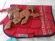 Pony Shetty Schabracke Set Rot Baumwolle+Holz Draf Pony Holz Hand Made Kinderen