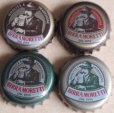 4 Kronkorken MORETTI ITALY BEER OLD bottle caps kroonkurk crown tappo chapas 