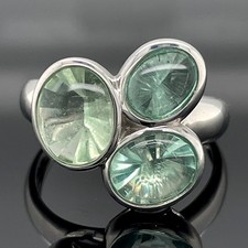 RING GR.21 (CA.66) AUS 925/-SILBER RHOD. MIT FLUORIT SILBERZEIT SCHMUCKJAGD