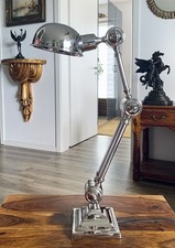 XL Tischlampe silber Jugendstil Bankerlampe Schreibtischlampe Bauhaus Antik Stil