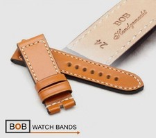 BOB MARINO Dickes ECHTLEDERBAND FÜR BREITDORNSCHLIESSE HANDMADE 24/22 mm DARKTAN