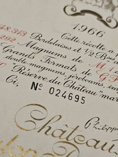 originales etikett chateau mouton rothschild  1966, nummeriert