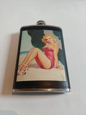 Flachmann "Pin-Up-Lady", 1950er, alt, 8 Oz-236ml, sexy Retro-Style, Edelstahl