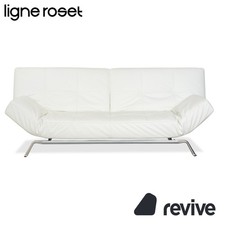 Ligne Roset Smala Leder Dreisitzer Weiß Creme manuelle Funktion Sofa Couch