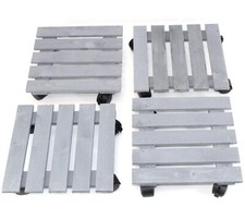 4x Pflanzenroller Holz 29x29cm Untersetzer mit Rollen 45 kg Blumenkübel Kasten