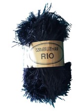 Woll Butt Rio Strickgarn Wolle Polyacryl Blau 100g Fransen Effekt