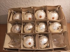 DDR 10 Christbaumkugeln, Weihnachtsschmuck, Lauscha? Silber/Weiß #7