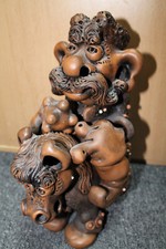 Lehm, Keramik, Statue, Ukraine, Lachender Kozak auf dem Pferd, 30 CM