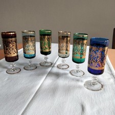 Sektgläser mit Goldmuster 6-er Set Vintage Stil verschiedene Farben