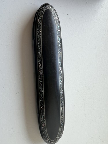 Antikes etui holz mit perlmutt - etui,