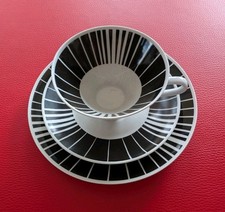 1958-1972 Lichte Sammeltasse Sammelgedeck Schwarz Retro Vintage Weiß Linien Tee