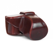 Hülle Tasche Etui Leder für Sony NEX 5 NEX-5N NEX-5 dunkelbraun braun 18-55 mm