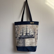 Jeanstasche, Einkaufstasche, maritim, sehr schönes Einzelstück da Handarbeit