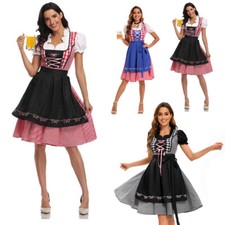 Damen Dirndl Trachtenkleid Oktoberfest Festkleid Kleid Karneval Kostüm DE