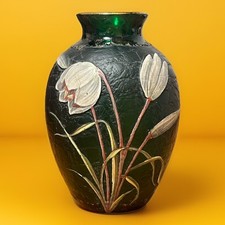 Jugendstil Glas Vase überfangen und vergoldet Böhmen (?) Lötz?
