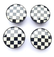 54mm Emblem MINI Nabendeckel Rad Naben Kappen Felgendeckel kariert karo schwarz