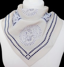 hochwertiges Damen Seidentuch Nickituch Halstuch Paisely Punkte blau creme 1393