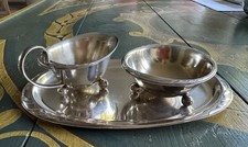 Antikes WMF Milch- und Zucker-Set versilbert – ca. 1935–1945 innen vergoldet