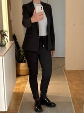 Esprit Business Anzug Jacke Blazer Hose Grau Anthrazit Schwarz Kariert Größe 36