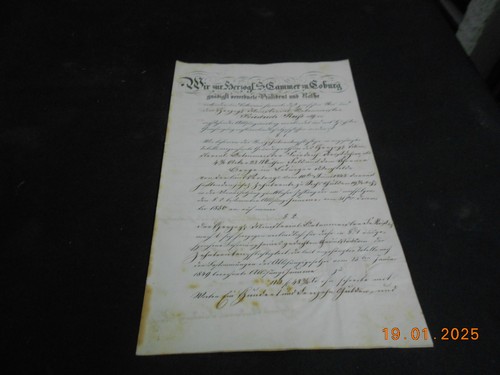 Coburg 1850 urkunde vertrag - 1850,