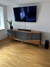 Schrank - Sideboard in grau, braun und gold - hochwertig