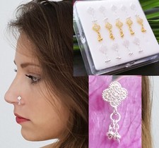 925 Echt Silber Nasenpiercing Nasenstecker Stecker Piercing  Vergoldet Indisch