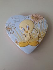 niedliche leere Herz-Blech-Dose „Tweety“ gebr.,  basteln, Deco, ca. 17 x 18 cm
